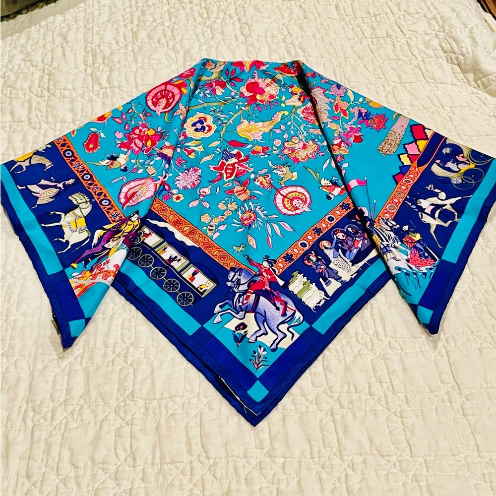 RARE Vintage (90s)Hermes Silk Twill “Fantaisies Indiennes" by Loïc Dubigeon … - Picture 2 of 10